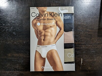#ad NEW Calvin Klein 3 Pack Cotton Stretch Classic Fit Hip Briefs Men#x27;s XL Underwear $24.95