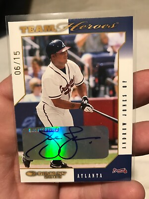 #ad Andruw Jones 06 15 2003 Donruss Team Heroes Gold Autograph Braves All Star💎 $35.00