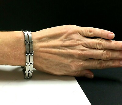 #ad EDFORCE Stainless Steel Link Unisex Bracelet Women Men 8.5quot; Long Brushed R177e $21.99