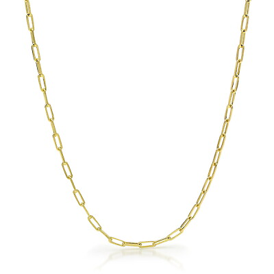 #ad 14k Yellow Gold 3mm Paperclip Chain Rolo Elongated Link Cable Necklace Women 20quot; $246.48