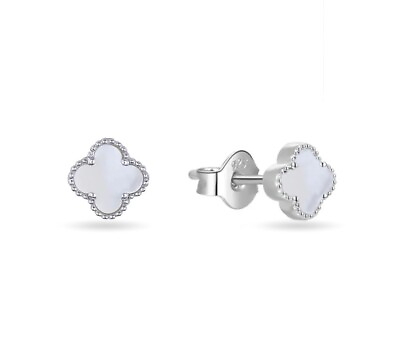 #ad Solid Sterling Silver White Cluster Leaf Earrings 925 Silver Earrings $12.99