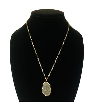 #ad Druzy Pendant Necklace Tone Chain Modern Fashion Jewelry Gray Gold Futuristic $18.00