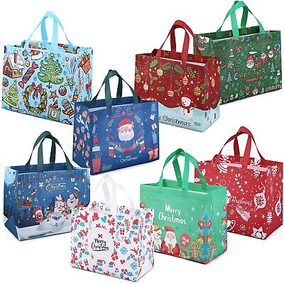 #ad PARSUP 8PCS Christmas Gift BagsChristmas Tote Bags with Handles Christmas Trea $45.15