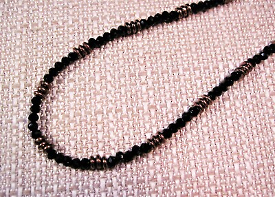 #ad Gorgeous 16quot; 925 Sterling Black Spinel amp; Copper Hematite Choker Necklace F33 $16.00