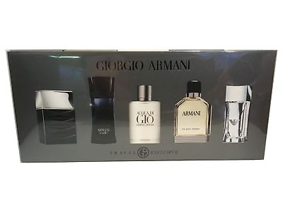 Giorgio Armani TRAVEL EXCLUSIVE 5 Pc Mini Travel Gift Set Men * NEW SEALED BOX $99.99