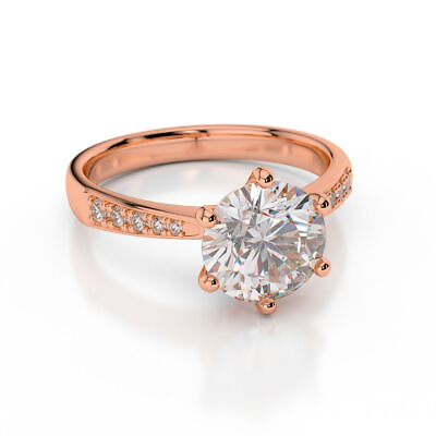 #ad 2 3 Carat F SI1 Brilliant Diamond Engagement Ring Round Cut 18K Rose Gold $670.50
