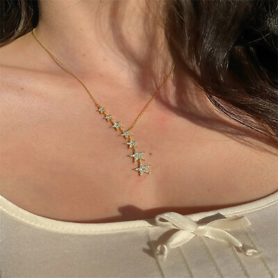 #ad #ad Luxury Star 925 SilverGold Necklaces Pendants Women Cubic Zirconia Jewelry C $4.29