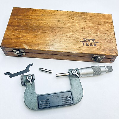 #ad TESA Screw Thread Pitch Micrometer 0 1quot; Range .001quot; with Case Swiss $96.95
