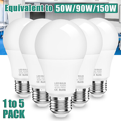 #ad LED Light Bulbs 50 90 150 180W Equivalent A19 E26 E27 Lamp Daylight White 6500K $12.95