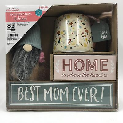 #ad 4 Piece Gift Set for Mom Includes: 2 Wood Decorative Signs Coffee Mug amp; Gnome $19.99