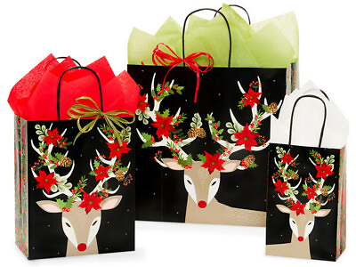#ad #ad CHRISTMAS REINDEER Design Print Gift Bag ONLY Choose Size amp; Pack Amount $269.06