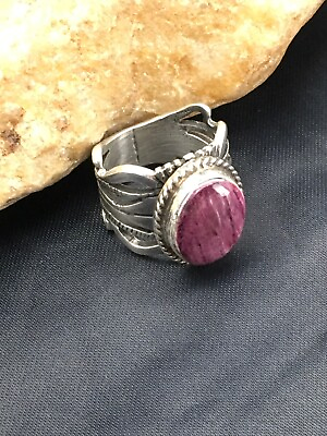 #ad Purple Spiny Oyster Navajo Sterling Silver Ring Size 6.75 02622 $183.65