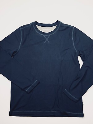 #ad Eddie Bauer Lounge Shirt Men Sz Medium Navy Blue Long Sleeve Waffle Soft Shirt $19.97
