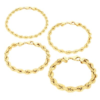 #ad 14K Yellow Gold 1.5mm 10mm Solid Diamond Cut Rope Chain Bracelet 7quot; 7.5quot; 8quot; 9quot; $184.15