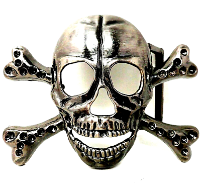 #ad Skull Crossbones Belt Buckle 3D Cut Out Biker Halloween Cosplay Vtg 90s .VBB012 $23.98
