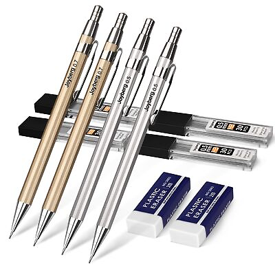 #ad 4 Pack Metal Mechanical 0.5Mm 0.7Mm Lead Pencil with 30 HB Lead Refills $8.49