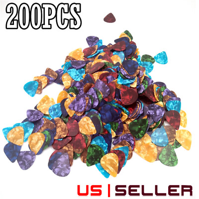 #ad 200PC Acoustic Bulk Celluloid Electric Colored Smooth Guitar Pick Pick Plectrum $12.49