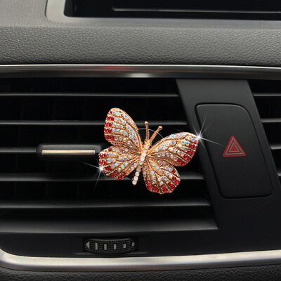 #ad Car Perfume Diamond Colorful Rhinestone Butterfly Air Freshener Perfume Clip $7.25