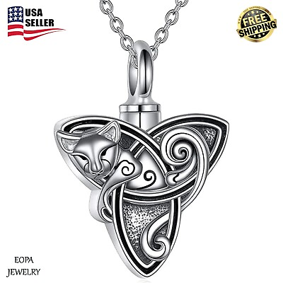 #ad #ad Triquetra Cat Necklace Women Sterling Silver Celtic Trinity Knot Necklace $140.00