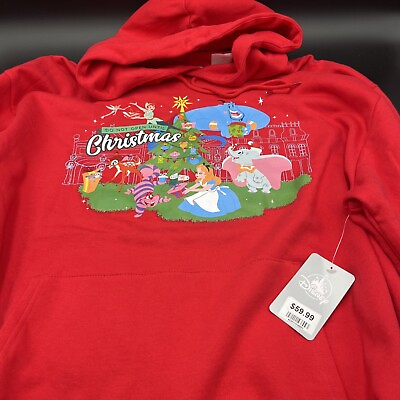 #ad Disney Hoodie Red Do Not Open Until Christmas size XL multiple characters $55.00