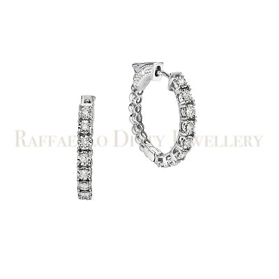 #ad Diamond Hoop Earrings in Real 14k White Gold Natural Full Eternity Gift for Mom $1019.34