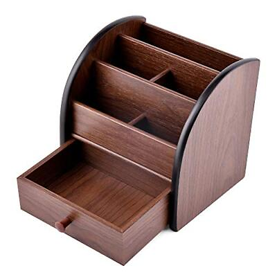 #ad Siveit Wooden Desk Organizer with Drawer Multifunctional Wood Desktop Organizer $19.99