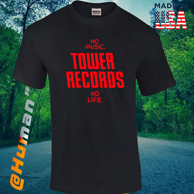 #ad NEW Tower Records No Music No Life T shirt Logo USA Size S 5XL $26.99