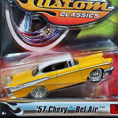 #ad Hot Wheels 57 1957 Chevy Bel Air Custom Classics Fresh Paint Hot Rod Car Yellow $14.99