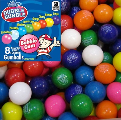#ad 8 lbs Dubble Bubble Assorted 1quot; Gumballs Bulk Vending Gum balls free shipping $40.00