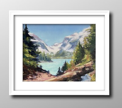 #ad Art Original Painting Pacific Northwest Blanca Lake 8x10” framed new $220.00