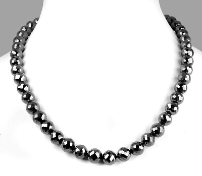 #ad Super Shine Genuine 9 mm Rare Black Diamond Necklace 22 inches Certified $466.00