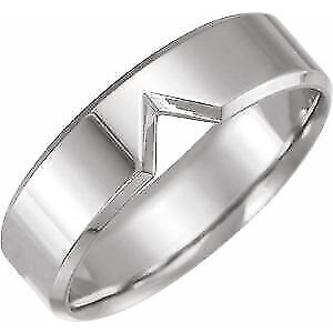 #ad 10K White Gold 6mm Single Notched Comfort Fit Band Ring Size10 Gift 5.74g $1044.00