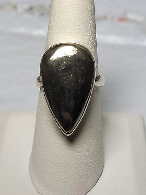 #ad New Artisan crafted Apache Pyrite sterling silver ring sz 7.5 $38.00