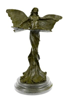 #ad Bronze Sculpture by Francis Renaud Butterfly Home Decor Marble Base Figure Sale $244.65