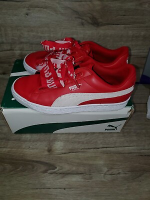 #ad Puma Basket Heart Women#x27;s Red leather Skateboarding Casual Sneakers us size 7.5 $39.99