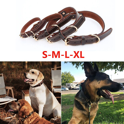 #ad Genuine Leather Dog Collar Durable Alloy Hardware for Medium Large Dogs Brown $9.99