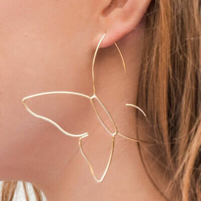 #ad Fashion Big Butterfly 18k Yellow Gold Stud Hoop Earrings for Women Jewelry Gift C $2.76