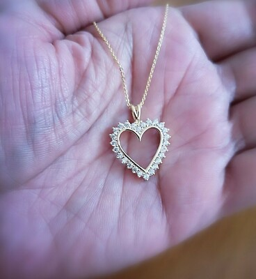 1.25 Ct Women Heart Pendant Necklace in 14K Yellow Gold Plated over Solid Silver $24.99