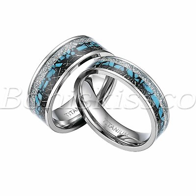 Men Women Couples Imitated Turquoise Titanium Ring Wedding Band Valentine#x27;s Gift $20.99