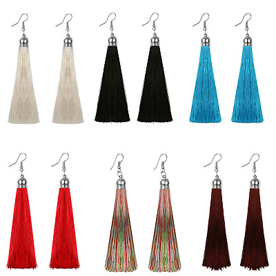 #ad 2 12pcs Fashion Bohemian Long Tassel Fringe Dangle Drop Earrings for Women $20.99