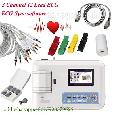 #ad CONTEC Digital 3 Channel 12 LEAD Electrocardiograph ECG machine Software $459.00