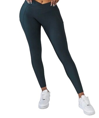 #ad OBSESSION Women#x27;s Leggings Size XL V cut Compression waistband Scrunch seam $24.99