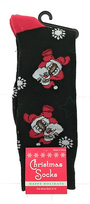 #ad Happy Holiday Mens Christmas Black Football Santa Socks 1 Pair Size 6 12 $14.09