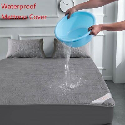 #ad Waterproof Quilted Mattress Cover Air Permeable Bed Pad Cover Mattress Topper $40.84
