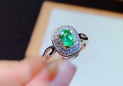 #ad Natural Unheated Zambian Green Emerald Sterling Silver 925 Handmade Women Ring $470.00