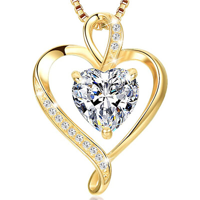#ad #ad Pretty Heart Cubic Zirconia 18k Yellow Gold Plated Necklaces Pendants Women Gift C $3.51