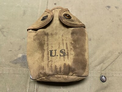 #ad ORIGINAL WWI WWII US ARMY M1910 CANTEEN CARRIER COVER DATED:1918 $38.36