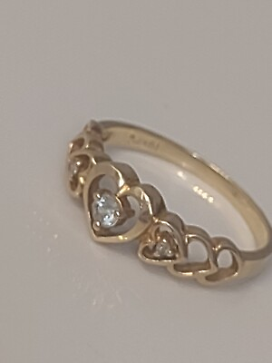 #ad 10KP Yellow Gold Graded C 3 Diamond Heart Shaped ≈ Size 9 Ring * No Reserve * $274.99