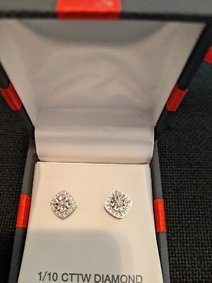 #ad 1 10 CTW Diamond in  Sterling Silver stud Pierced Earrings $52.00