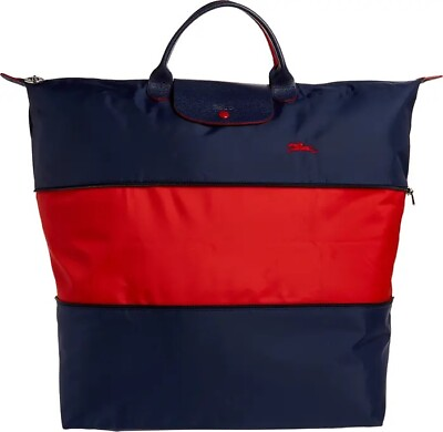 #ad New Longchamp Le Pliage Expandable Large Travel Weekend Tote Bag Navy Vermilion $99.99